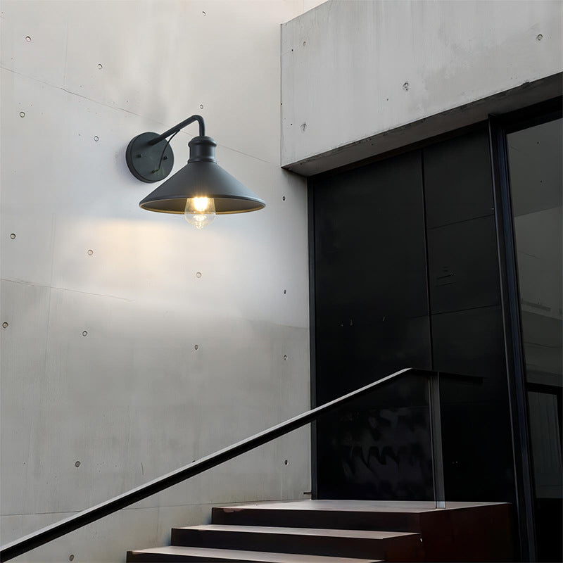 Modern Minimalist Cone Iron 1-Light Wall Sconce Lamp For Outdoor Patio | Bowlift