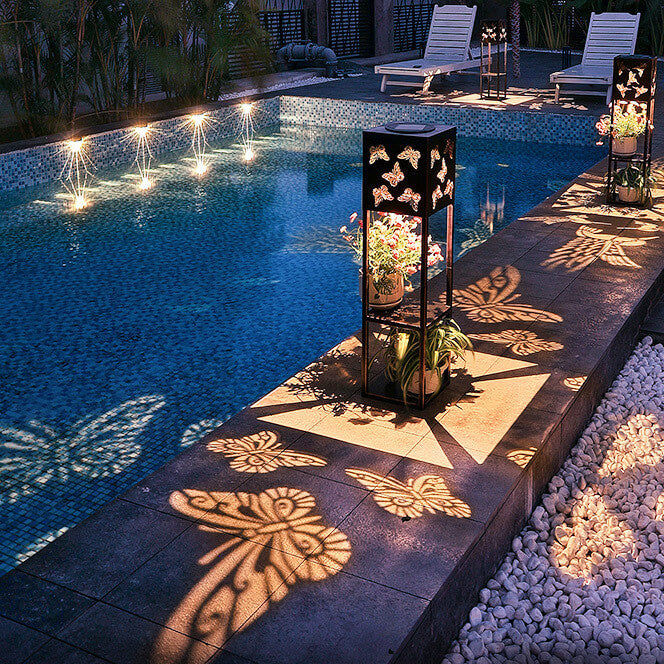 Solar Butterfly Light Shadow Square Shelf Planter Light Garden Decorative Outdoor Waterproof Patio Outdoor Light | Bowlift