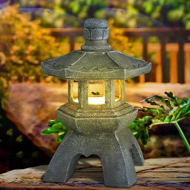 Retro Decorative Solar Tower Resin LED Outdoor Landscape Lighting | Bowlift