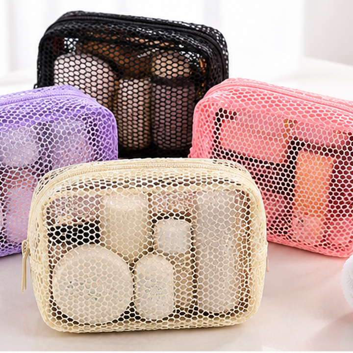 Breathable Hex Mesh Travel Cosmetic Organizer Pouch Bowlift