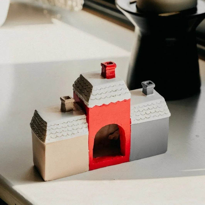 BowLift | Christmas Small House Decorations Resin Winter Incense Cone Burner Decoration Landscape Decorative Gift
