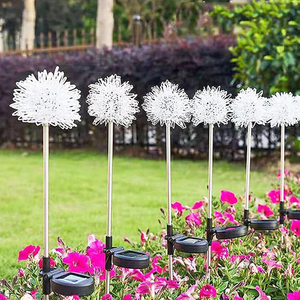 Solar LED Garden Light (2 pieces) Dandelion Design with Spike | Bowlift