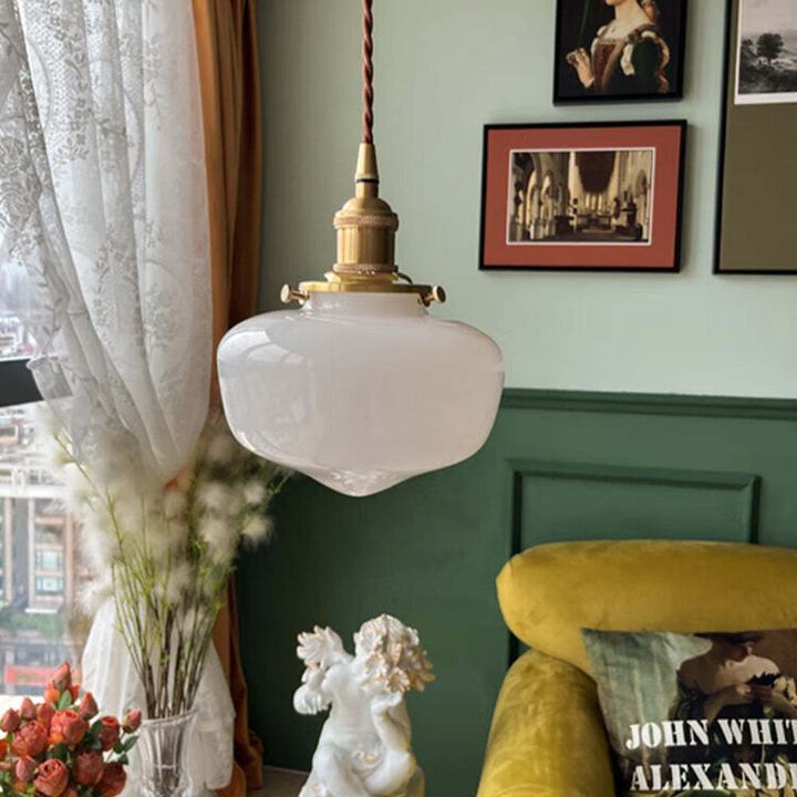 BowLift | Vintage Brass Lantern Glass Pendant Light