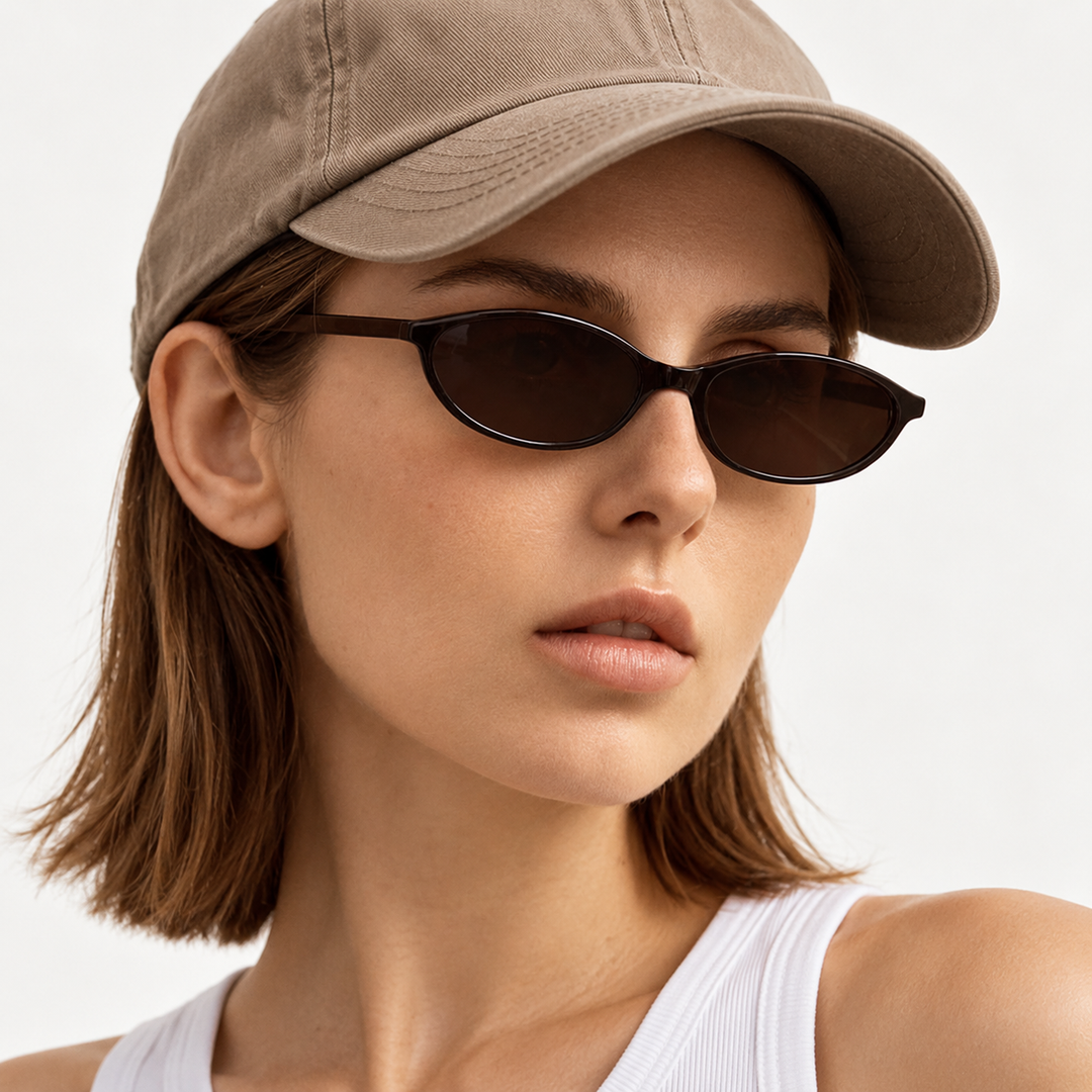 Slim Oval Tinted Lens Retro Sunglasses with UV Protection Bowlift