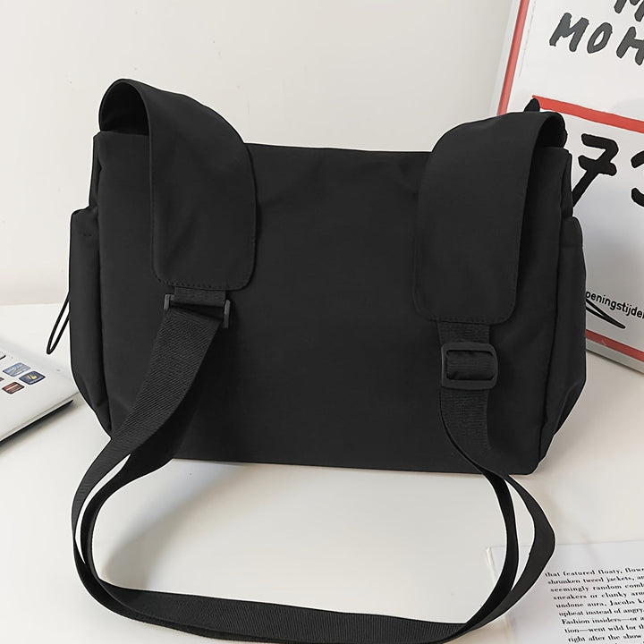 BowLift | UrbanLiner Nylon Messengerbag – Black Shoulder Bag with Zipper for Daily Use