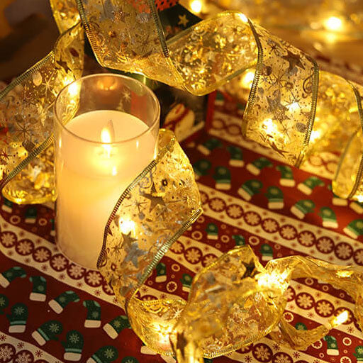 BowLift | Christmas LED Copper Wire Lights Ribbon Lights Bow Tie Ribbon Lights String Props Decorative Lights