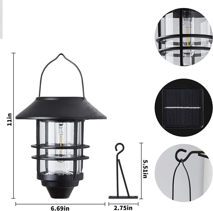Contemporary Retro Solar Waterproof Aluminum Glass Lantern Cylinder 1-Light Hanging Wall Sconce Lamp For Outdoor Patio | Bowlift
