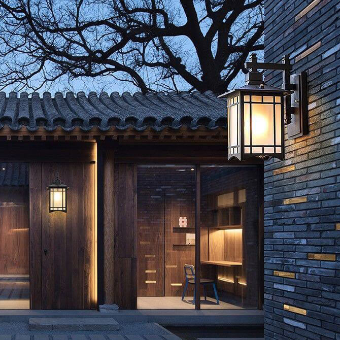 Modern Waterproof Solar Aluminum Chinese Pavilion Shape 1-Light Wall Sconce Lamp | Bowlift