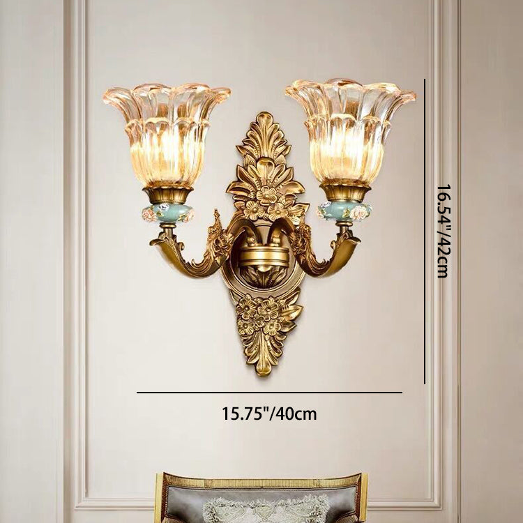 BowLift | FlorisLuxe European Wall Lamp | Blossom Design | 1-2 Flames | High-Quality Resin & Glass | Elegance for Living Room & Hallway