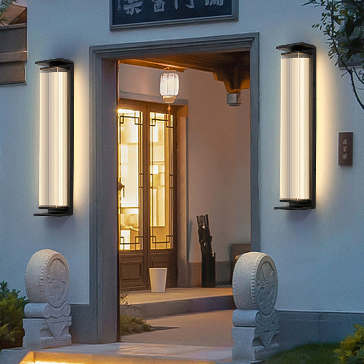 Modern Minimalist Waterproof Rectangular Stainless Steel Acrylic LED Wall Sconce Lamp For Outdoor Patio | Bowlift