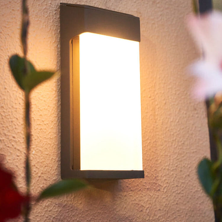 Solar Square Frosted Glass Waterproof Outdoor LED Wall Sconce Lamp | Bowlift