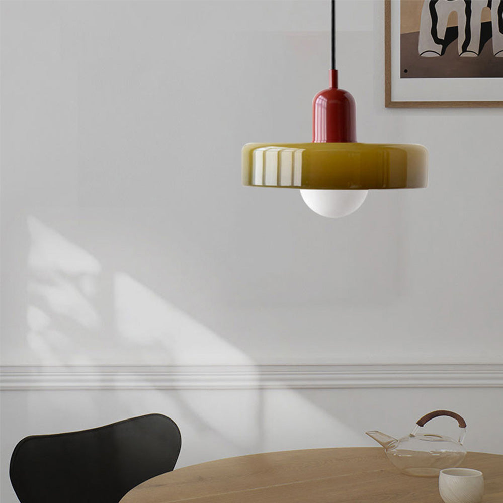 BowLift | Colored Glass Bauhaus Pendant Light Fixture for Modern Home Decor & Dining Spaces