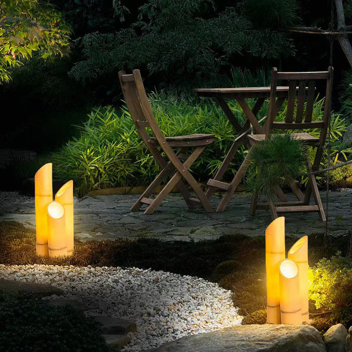 Contemporary Creative Waterproof Solar Resin Bamboo LED Landscape Lighting Outdoor Light For Garden | Bowlift