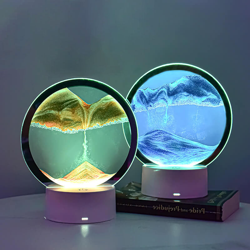 BowLift | Creative Round Hourglass Quicksand 3D LED Night Light Table Lamp