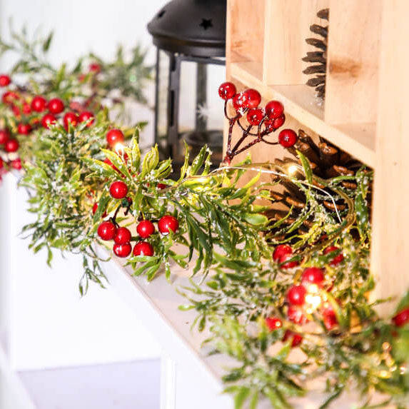 BowLift | Christmas Red Fruit Pine Needle LED Copper Wire Decorative Battery String Lights