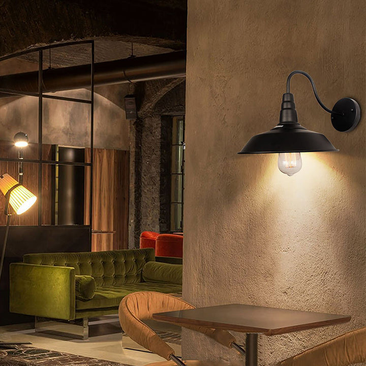 BowLift | Noctura Classic Wall Lamp | Vintage Design | Iron Frame with Round Glass Shade | 1-Light Dining Room Lighting
