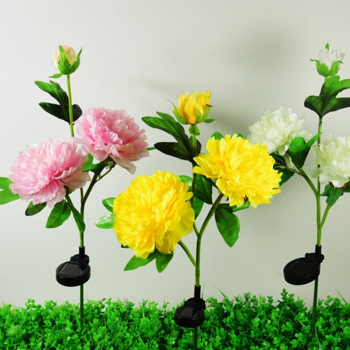 Contemporary Creative Solar Peony Flower LED Waterproof Lawn Landscape Insert Light For Outdoor Patio | Bowlift