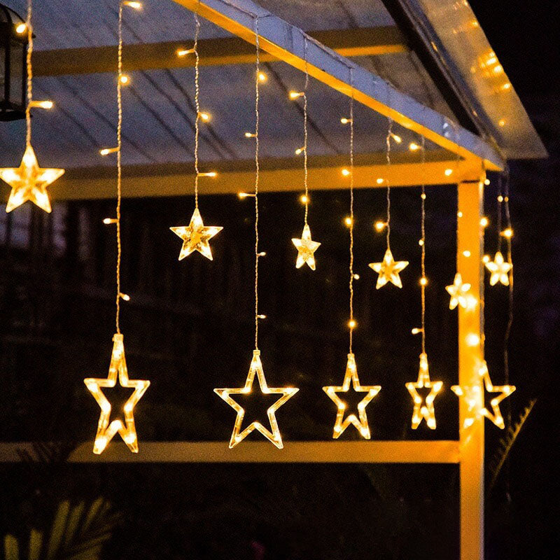 BowLift | LED Solar Star Moon Curtain Light  Christmas Outdoor Patio Decorative Camping String Lights