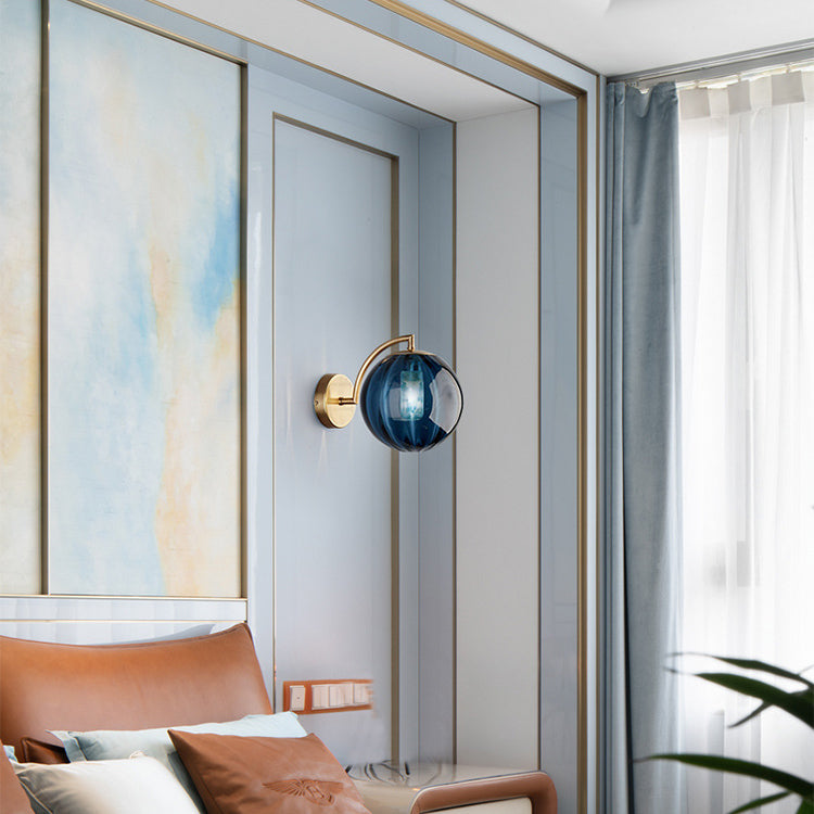 BowLift | Contemporary Scandinavian Round Ball Iron Glass 1-Light Wall Lamp for Living Room