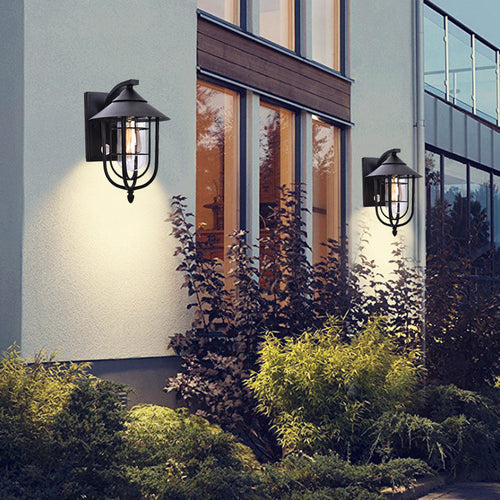 Contemporary Industrial Iron Waterproof Human Body Sensing 1-Light Outdoor Wall Sconce Lamp For Outdoor Patio | Bowlift