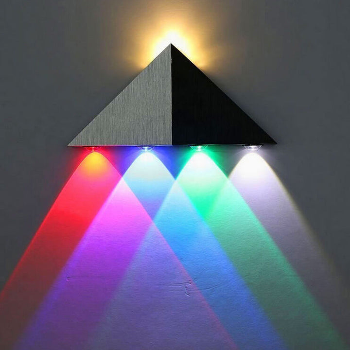 BowLift | TriLumina Prism LED Wall Light | Creative Pyramid Design | Aluminum & Acrylic | Colored Light Options