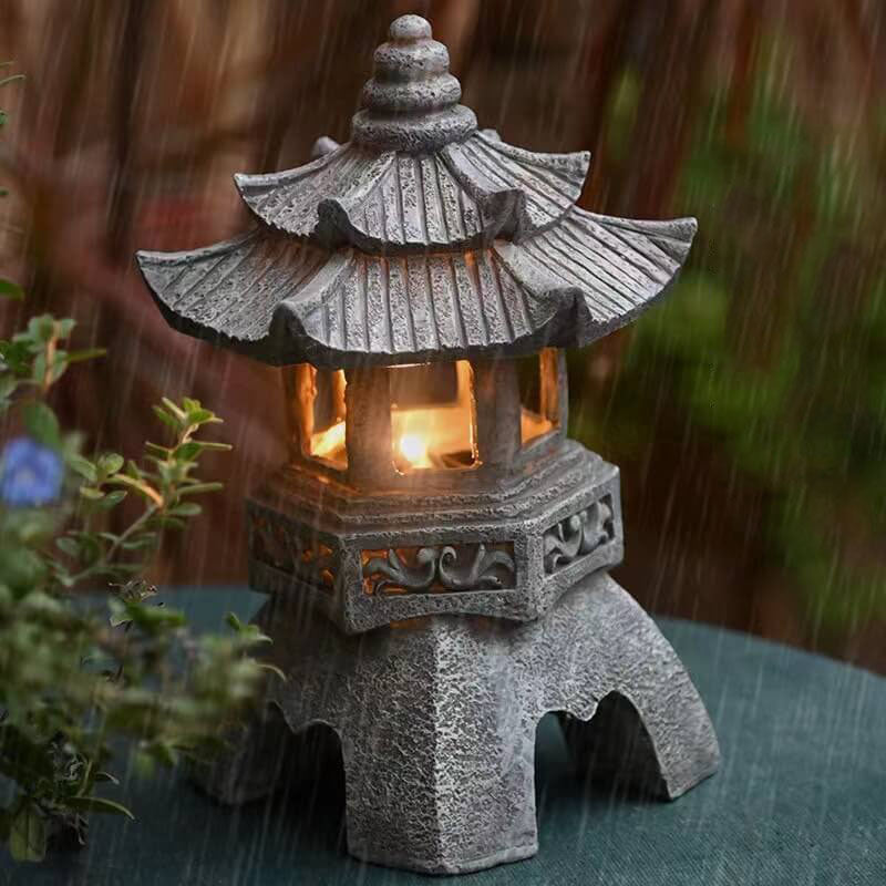Retro Decorative Solar Tower Resin LED Outdoor Landscape Lighting | Bowlift