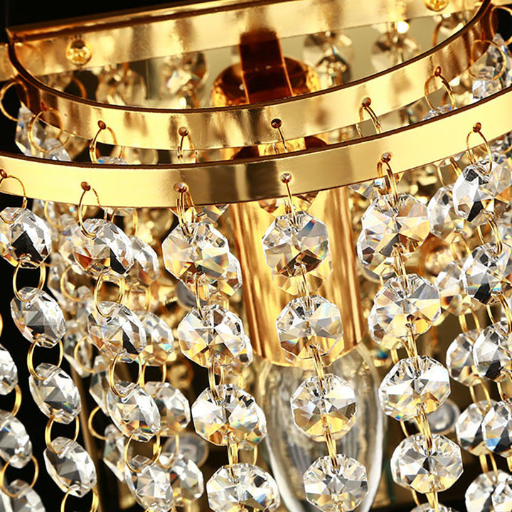 BowLift | Modern Luxury Semi-Round Octagonal Pearl Stainless Steel Crystal 1-Light Wall Sconce Lamp for Living Room