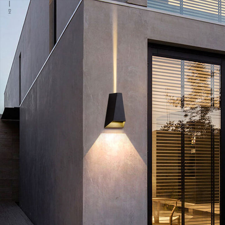 Modern Creative Trapezoid Up and Down Illuminated LED Outdoor Wall Sconce Lamp | Bowlift