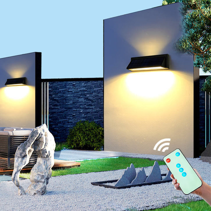 Outdoor Solar Waterproof Rectangular Slant LED Patio Wall Sconce Lamp | Bowlift