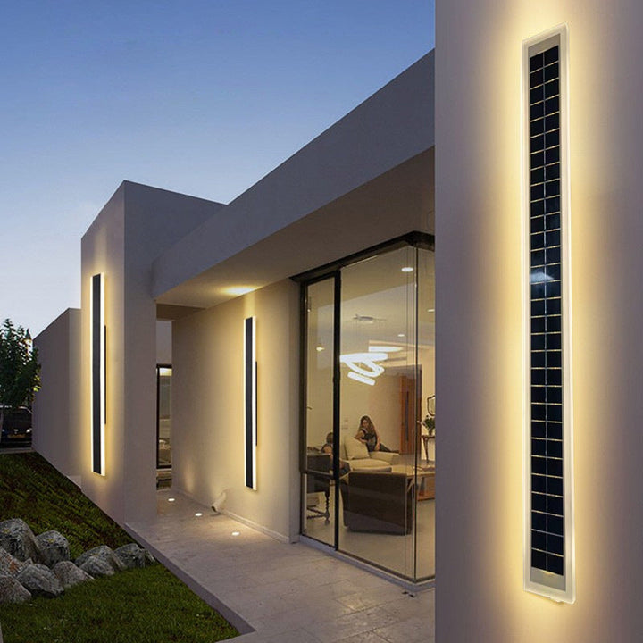 Minimalist Outdoor Solar Rectangular Strip Waterproof Patio LED Wall Sconce Lamp | Bowlift