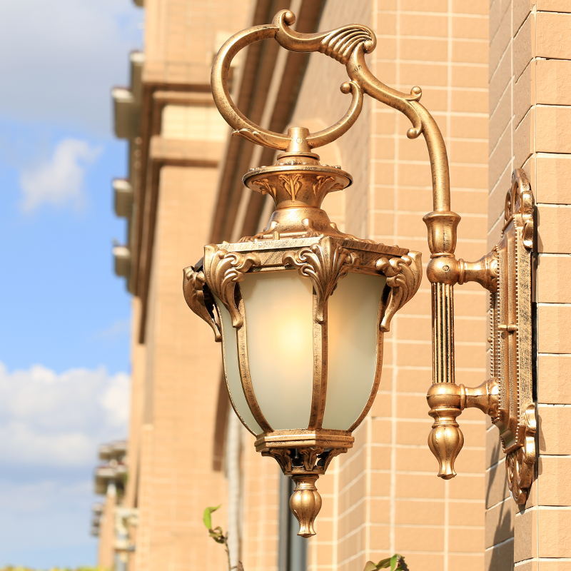 European Retro Aluminum Glass Carved Lantern 1-Light Outdoor Waterproof Wall Sconce Lamp | Bowlift