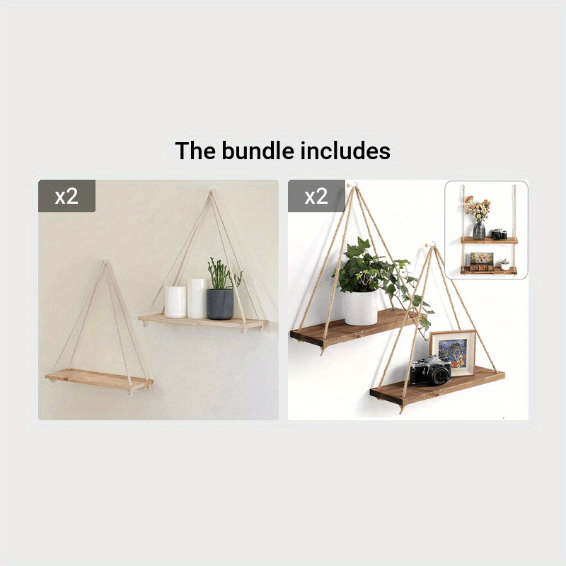 DecoShelf - Elegant Floating Shelf with Adjustable Rope Bowlift