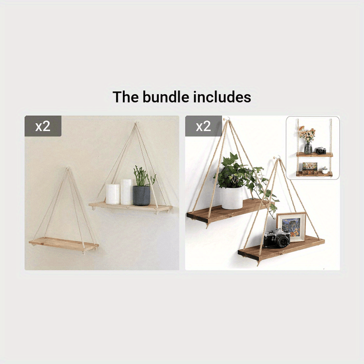 DecoShelf - Elegant Floating Shelf with Adjustable Rope Bowlift