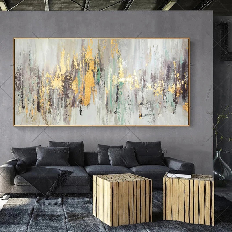 Modern Abstract Gray Beige Golden Wall Art Fine Art Canvas Prints Picture For Luxury Living Room Bedroom Art For Contemporary Interiors | Bowlift