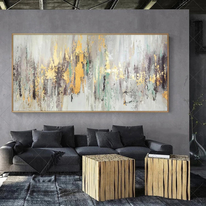 Modern Abstract Gray Beige Golden Wall Art Fine Art Canvas Prints Picture For Luxury Living Room Bedroom Art For Contemporary Interiors | Bowlift