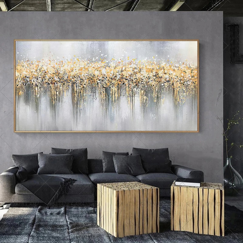 Modern Abstract Gray Beige Golden Wall Art Fine Art Canvas Prints Picture For Luxury Living Room Bedroom Art For Contemporary Interiors | Bowlift