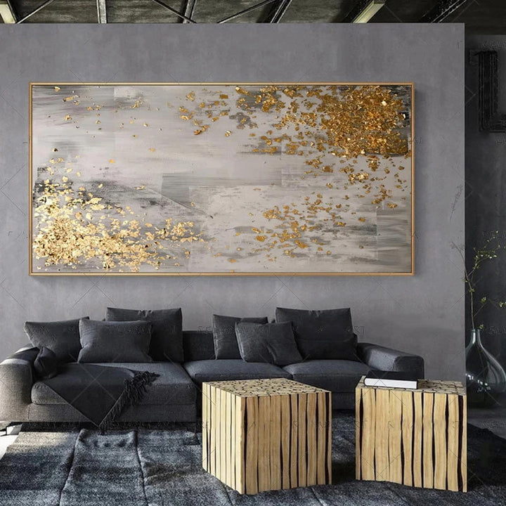 Modern Abstract Gray Beige Golden Wall Art Fine Art Canvas Prints Picture For Luxury Living Room Bedroom Art For Contemporary Interiors | Bowlift