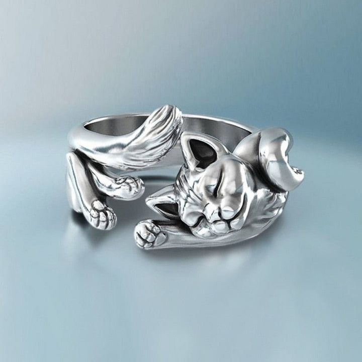 BowLift | Women’s Vintage Cat Ring | Adjustable Animal Knuckle Band | Zinc Alloy Fashion Jewelry for Daily & Party Wear