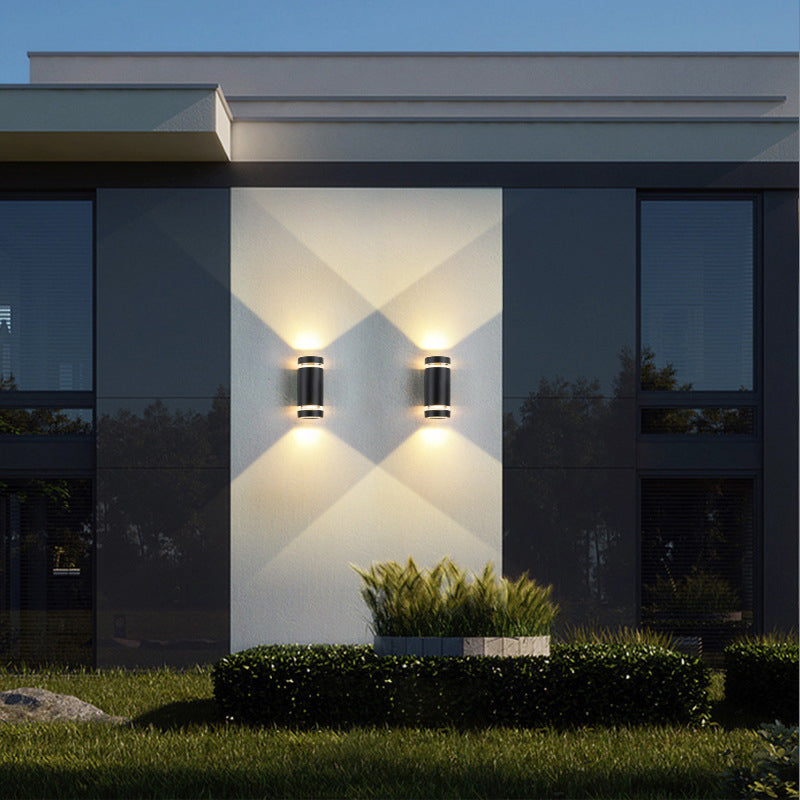 Contemporary Industrial Waterproof Aluminum Cylinder LED Up And Down Luminous Spotlight Wall Sconce Lamp For Outdoor Patio | Bowlift
