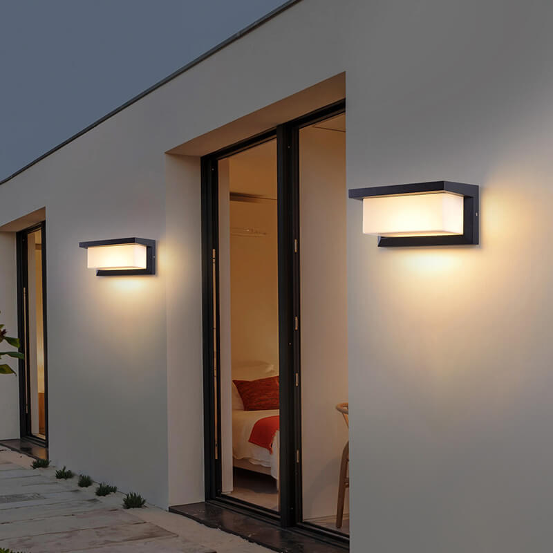 Modern Minimalist Solar Rectangle PC LED Outdoor Wall Sconce Lamp For Outdoor Patio | Bowlift