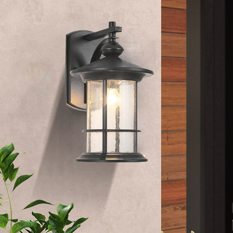 Industrial Vintage Bubble Glass Column 1-Light Outdoor Waterproof Wall Sconce Lamp | Bowlift