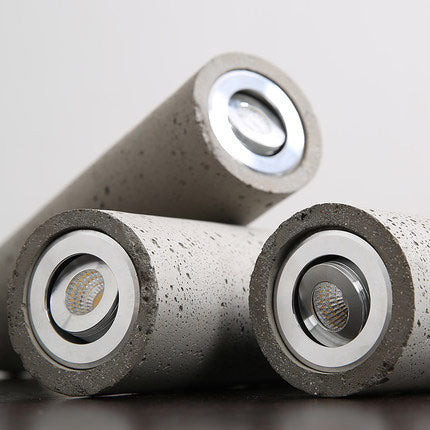 BowLift | StoneCast Industrial Cylinder Pendant Light made of Concrete | 1 Light | Smooth or Rough Surface