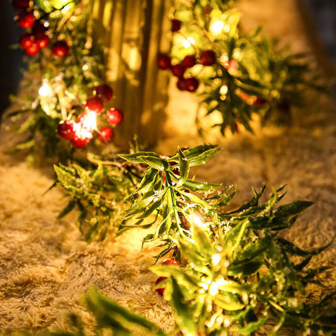 BowLift | Christmas Red Fruit Pine Needle LED Copper Wire Decorative Battery String Lights