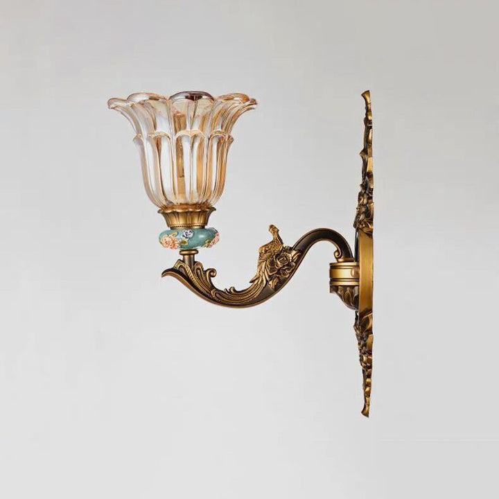 BowLift | FlorisLuxe European Wall Lamp | Blossom Design | 1-2 Flames | High-Quality Resin & Glass | Elegance for Living Room & Hallway