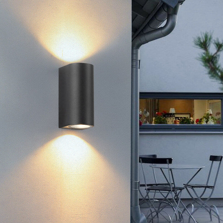 Modern Simple Outdoor Waterproof Aluminum Glass Cylinder 2-Light Wall Sconce Lamp | Bowlift