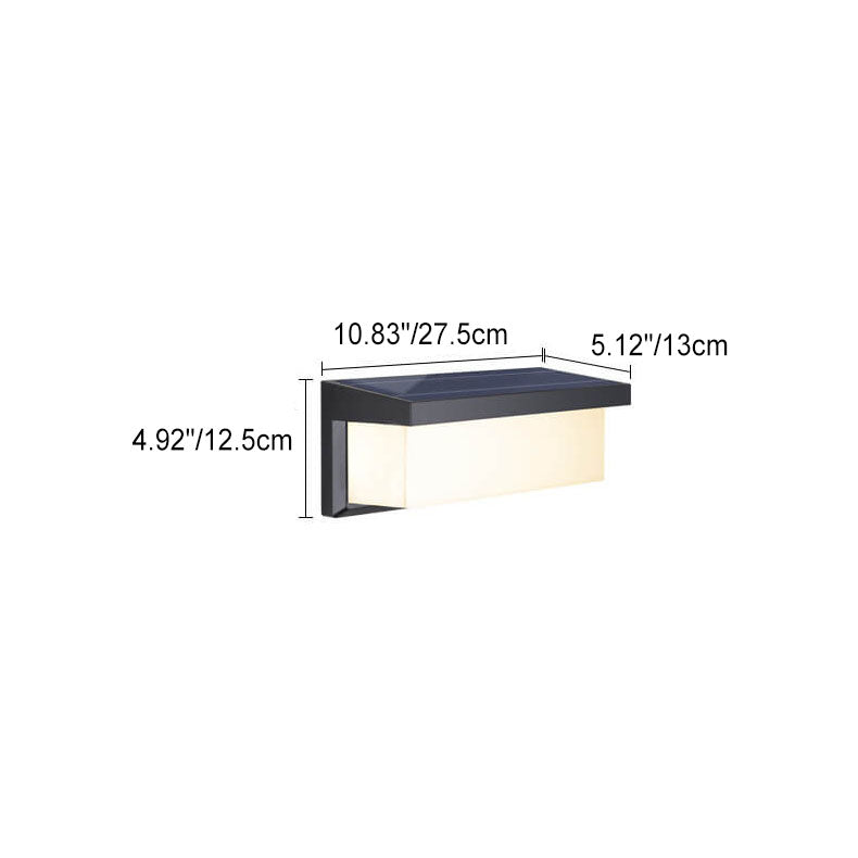Modern Minimalist Solar Rectangle PC LED Outdoor Wall Sconce Lamp For Outdoor Patio | Bowlift