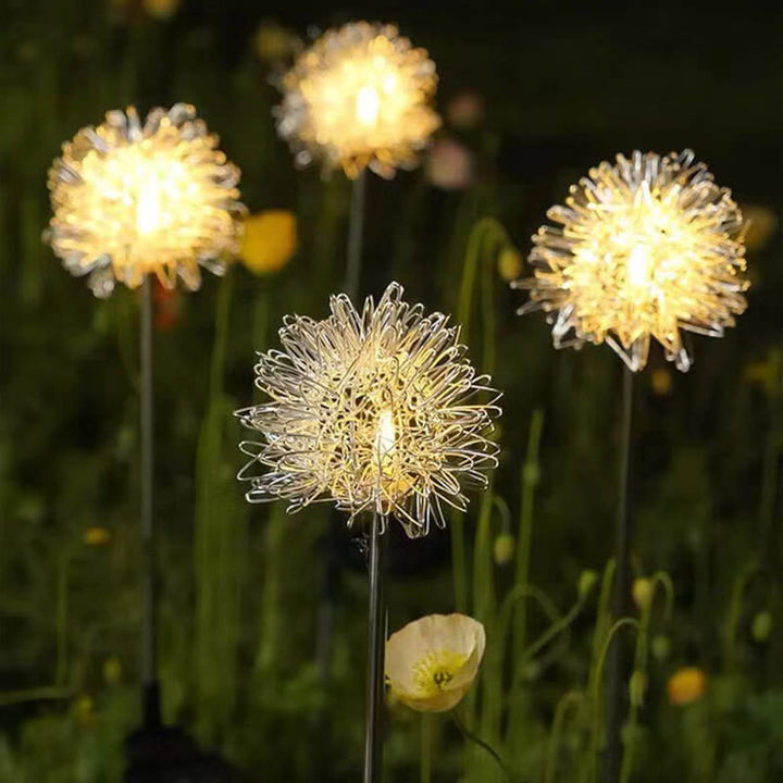 Solar Dandelion Aluminum Wire Globe Light LED Outdoor Waterproof Luminous Garden Insert Ground Landscape Light | Bowlift