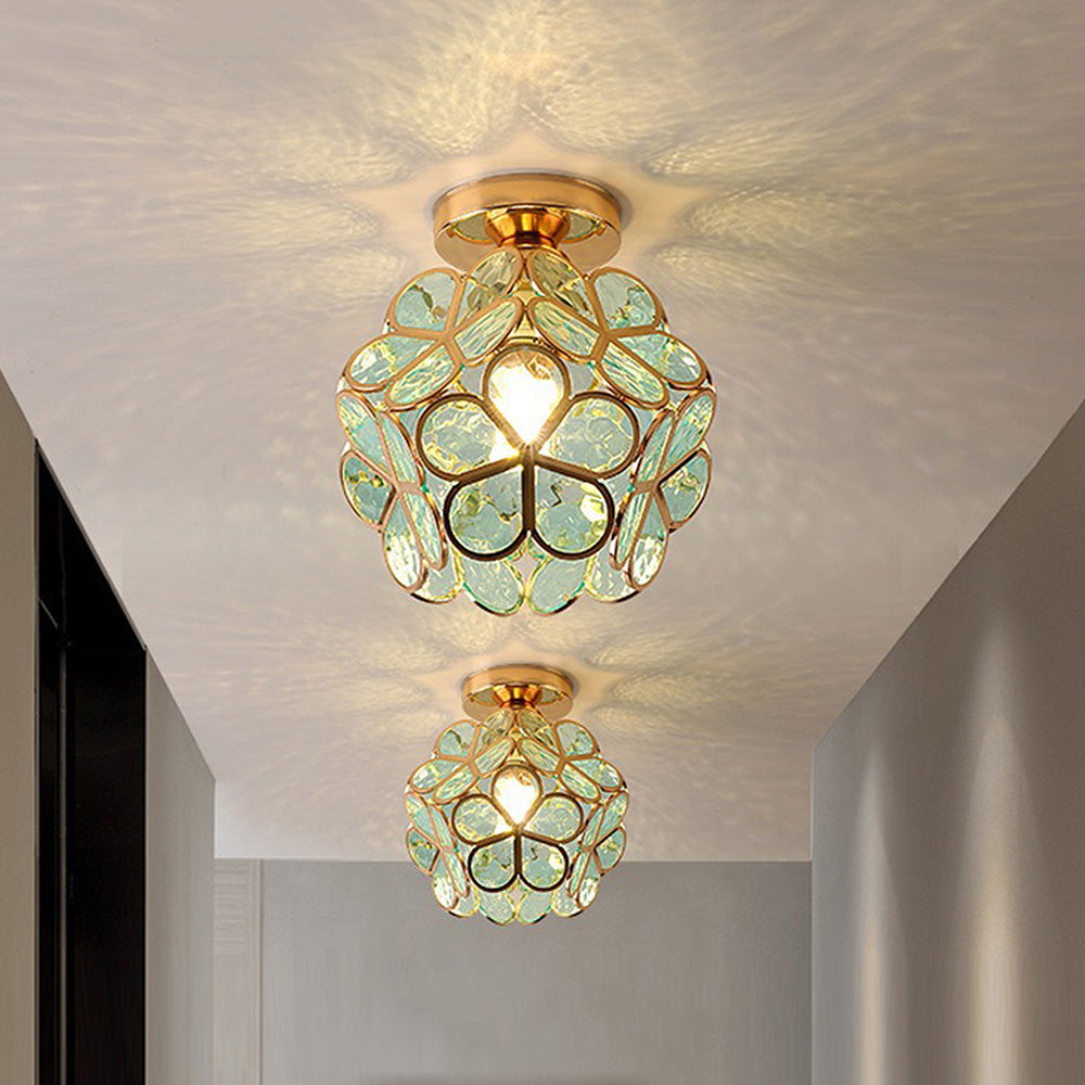 Artistic Glass Ceiling Lamp with Floral Pattern - FlowerHall | Bowlift