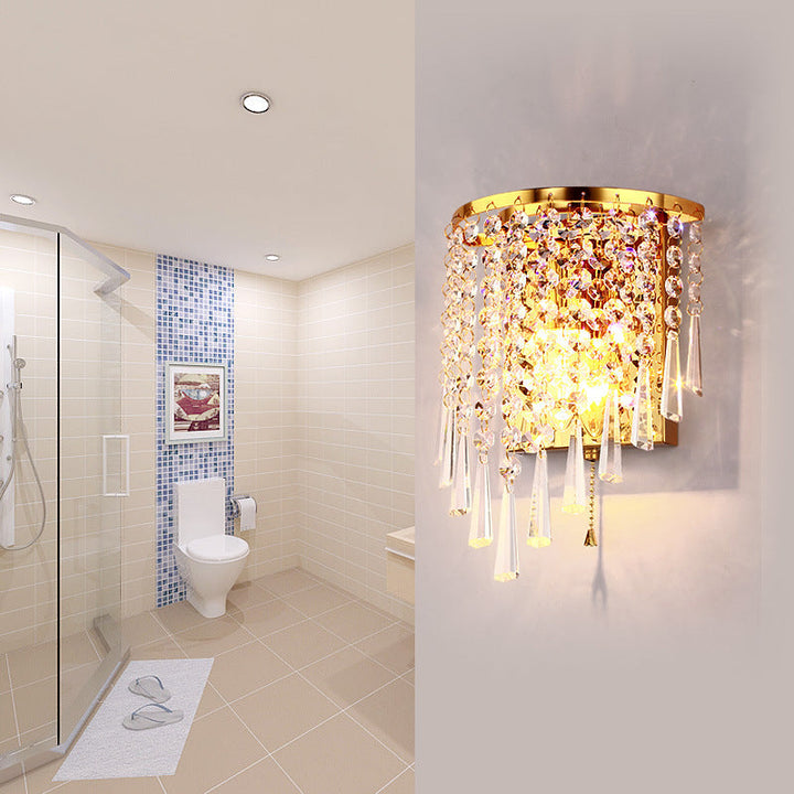 BowLift | Modern Luxury Semi-Round Octagonal Pearl Stainless Steel Crystal 1-Light Wall Sconce Lamp for Living Room