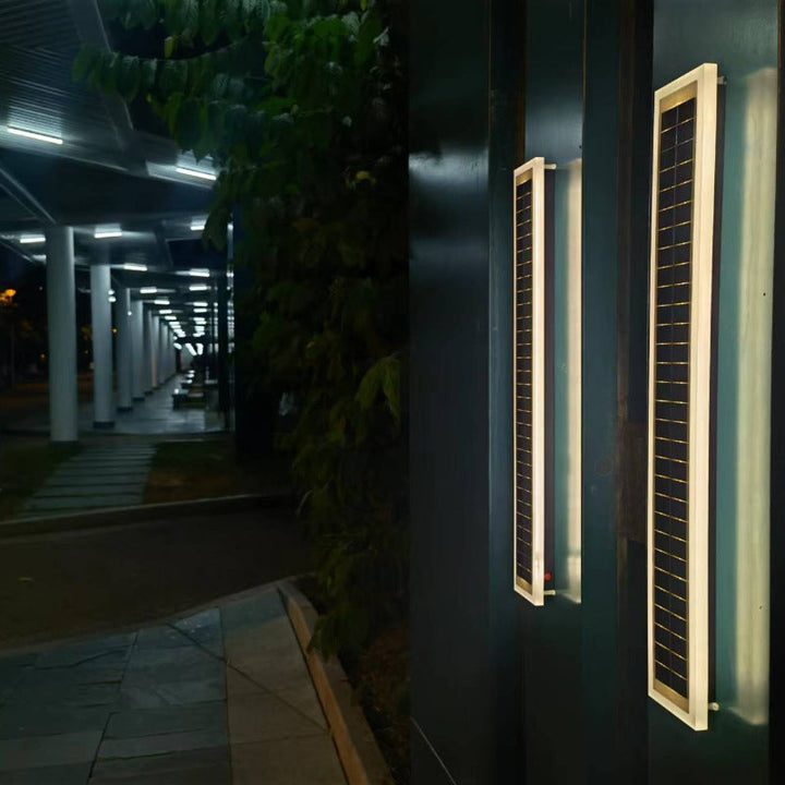 Minimalist Outdoor Solar Rectangular Strip Waterproof Patio LED Wall Sconce Lamp | Bowlift